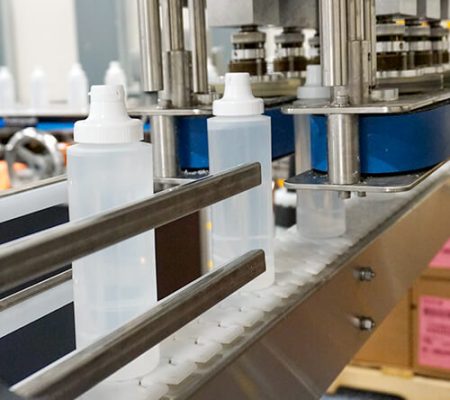 HR's Inline Bottle Filling Line with Ultrasound Gel being produced